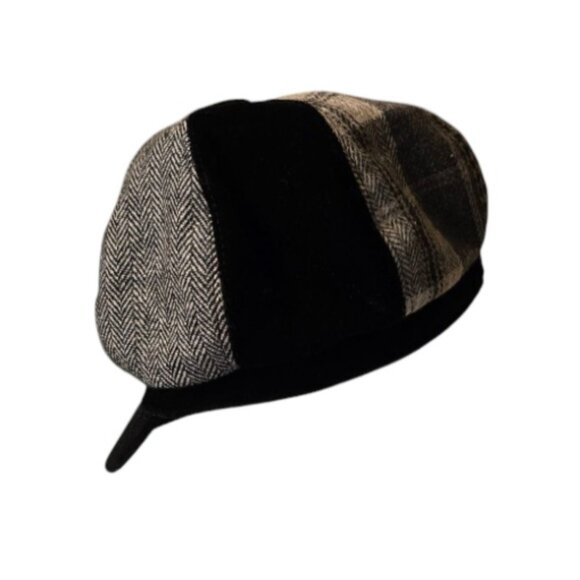 Women's Black & Gray SCALA PRONTO Vintage Style Newsboy Cap - Picture 3 of 11